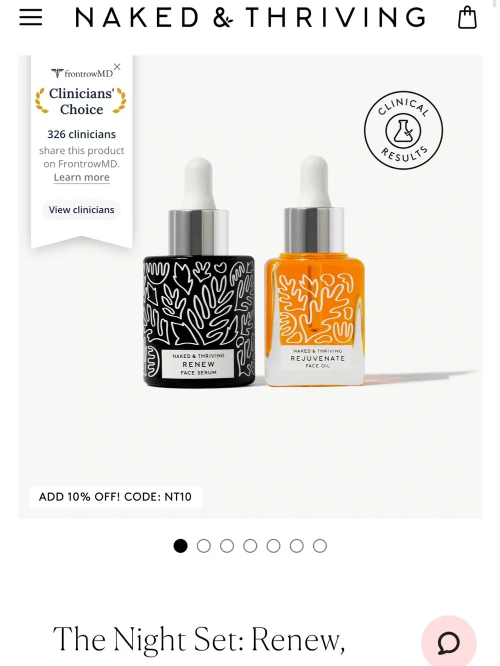 Naked & Thriving Renew Face Serum & small bottle of Naked & Thriving Rejuvenate